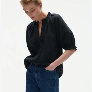 Figue Black Billie Cotton‎ Gauze Top Blouse Medium